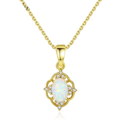Aetolia 925 Sterling Silver Opal Necklace Vintage Style Opal Pendant Necklace SN0298