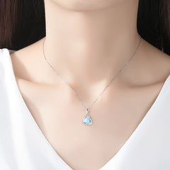 Aetolia 925 Sterling Silver Opal Necklace CZ Diamond Triangle Opal Pendant Necklace SN0283
