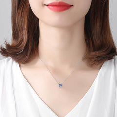 Aetolia 925 Sterling Silver 18K Gold Plated Sky Blue Square Gemstone Pendant Necklace SN0301