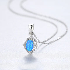 Aetolia 925 Sterling Silver Opal Necklace Vintage Style Opal Pendant Necklace SN0298