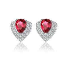 Aetolia 925 Sterling Silver 18K Gold Plated Pear Gemstone Heart Shaped Halo CZ Diamond Stud Earrings SE0360