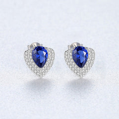 Aetolia 925 Sterling Silver 18K Gold Plated Pear Gemstone Heart Shaped Halo CZ Diamond Stud Earrings SE0360
