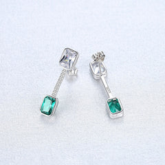 Aetolia 925 Sterling Silver 18K Gold Plated Emerald Green Gemstone Simulated Cubic Zirconia Long Stud Earrings SE0122