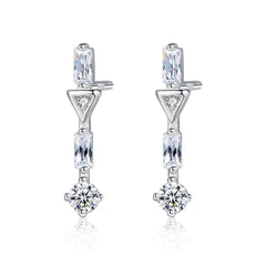 Aetolia 925 Sterling Silver 18K Gold Plated Rectangle Circles and Triangles CZ Diamond Long Stud Earrings SE0147