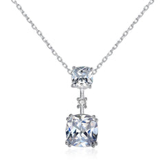 Aetolia 925 Sterling Silver 18K Gold Plated Double Square CZ Diamond Pendant Necklace SN0304