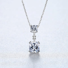 Aetolia 925 Sterling Silver 18K Gold Plated Double Square CZ Diamond Pendant Necklace SN0304