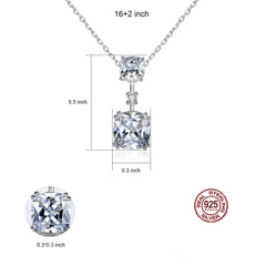 Aetolia 925 Sterling Silver 18K Gold Plated Double Square CZ Diamond Pendant Necklace SN0304