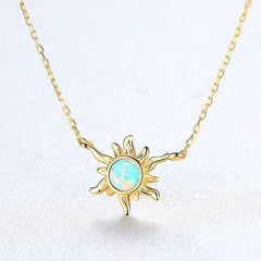Aetolia 925 Sterling Silver Opal Necklace Sun Opal Pendant Necklace SN0371