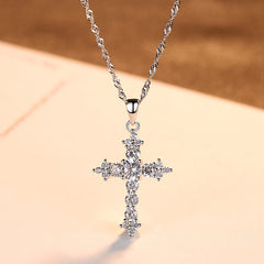 Aetolia 925 Sterling Silver 18K Gold Plated Fleurette Cross Pendant Necklace SN0314