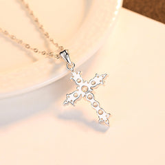 Aetolia 925 Sterling Silver 18K Gold Plated Fleurette Cross Pendant Necklace SN0314