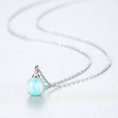 Aetolia 925 Sterling Silver Opal Necklace Ball Opal Pendant Necklace SN0372