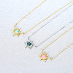 Aetolia 925 Sterling Silver Opal Necklace Sun Opal Pendant Necklace SN0371