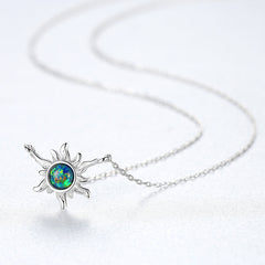 Aetolia 925 Sterling Silver Opal Necklace Sun Opal Pendant Necklace SN0371