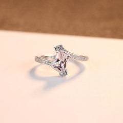 Aetolia 925 Sterling Silver 18K Gold Plated Rectangle Solitaire Multi Row CZ Diamond Engagement Wedding Ring SR0165