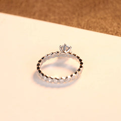 Aetolia 925 Sterling Silver 18K Gold Plated 6 Prong Round Single Row Engagement Wedding Ring SR0305