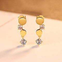 Aetolia 925 Sterling Silver 18K Gold Plated Round Disc Dangle Stud Earrings SE0264