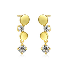 Aetolia 925 Sterling Silver 18K Gold Plated Round Disc Dangle Stud Earrings SE0264