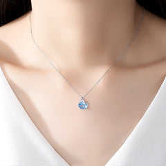 Aetolia 925 Sterling Silver 18K Gold Plated Sky Blue Oval Gemstone Pendant Necklace SN0428