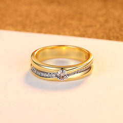 Aetolia 925 Sterling Silver 18K Gold Plated Single Row Solitaire CZ Diamond Ring SR0367