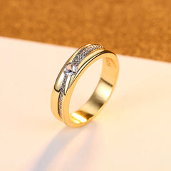 Aetolia 925 Sterling Silver 18K Gold Plated Single Row Solitaire CZ Diamond Ring SR0367