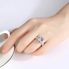 Aetolia 925 Sterling Silver 18K Gold Plated Rectangle CZ Diamond Engagement Wedding Ring SR0365