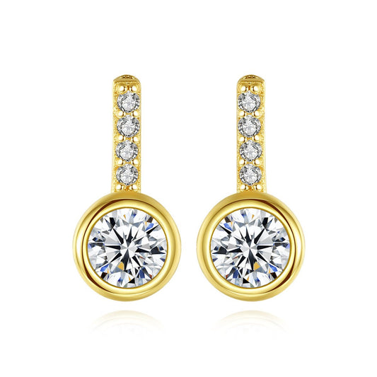 Aetolia 925 Sterling Silver 18K Gold Plated Round Bezel Set Halo Stud Earrings SE0466