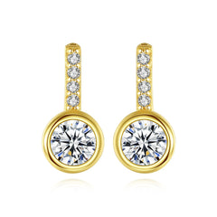 Aetolia 925 Sterling Silver 18K Gold Plated Round Bezel Set Halo Stud Earrings SE0466