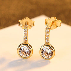 Aetolia 925 Sterling Silver 18K Gold Plated Round Bezel Set Halo Stud Earrings SE0466