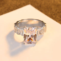 Aetolia 925 Sterling Silver 18K Gold Plated Rectangle CZ Diamond Engagement Wedding Ring SR0365