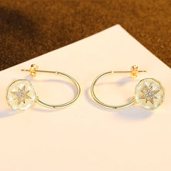 Aetolia 925 Sterling Silver 18K Gold Plated Star Open Dangle Hoop Earrings SE0496
