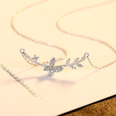 Aetolia 925 Sterling Silver 18K Gold Plated Exquisite Butterfly Pendant Necklace FN0317