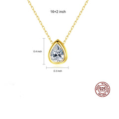 Aetolia 925 Sterling Silver 18K Gold Plated Teardrop Bezel Set Pendant Necklace SN0467