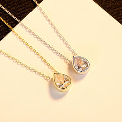 Aetolia 925 Sterling Silver 18K Gold Plated Teardrop Bezel Set Pendant Necklace SN0467
