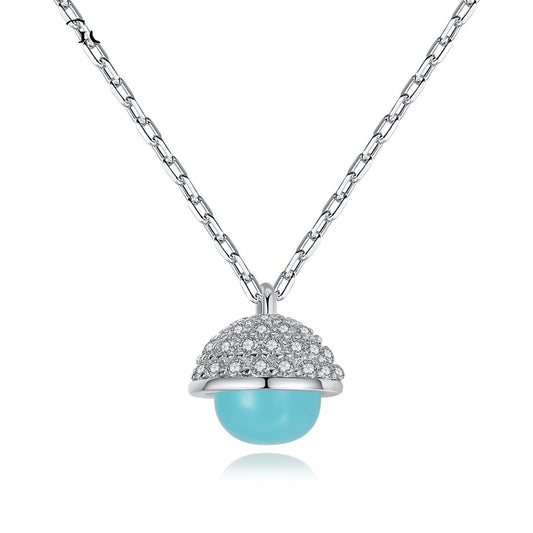 Aetolia 925 Sterling Silver 18K Gold Plated Trendy Green Crystal Cubic Zirconia Pendant Necklace SN-462