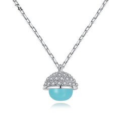 Aetolia 925 Sterling Silver 18K Gold Plated Trendy Green Crystal Cubic Zirconia Pendant Necklace SN-462