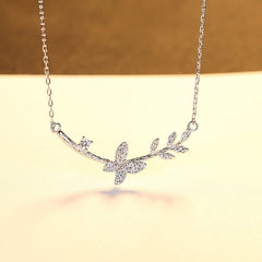 Aetolia 925 Sterling Silver 18K Gold Plated Exquisite Butterfly Pendant Necklace FN0317