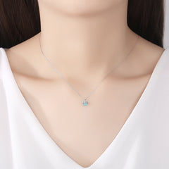 Aetolia 925 Sterling Silver 18K Gold Plated Trendy Green Crystal Cubic Zirconia Pendant Necklace SN-462