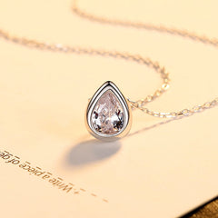 Aetolia 925 Sterling Silver 18K Gold Plated Teardrop Bezel Set Pendant Necklace SN0467