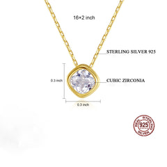 Aetolia 925 Sterling Silver 18K Gold Plated Square Bezel Set Pendant Necklace SN-479