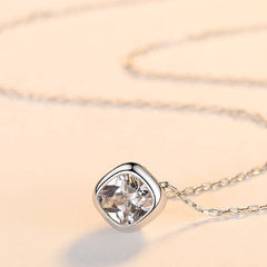 Aetolia 925 Sterling Silver 18K Gold Plated Square Bezel Set Pendant Necklace SN-479