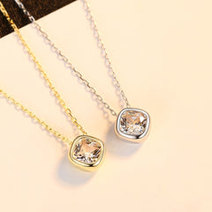 Aetolia 925 Sterling Silver 18K Gold Plated Square Bezel Set Pendant Necklace SN-479