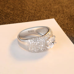 Aetolia 925 Sterling Silver 18K Gold Plated Luxury Full CZ Diamond Oval Solitaire Ring SR-451