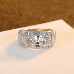 Aetolia 925 Sterling Silver 18K Gold Plated Luxury Full CZ Diamond Oval Solitaire Ring SR-451