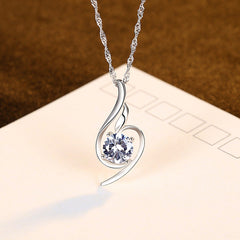 Aetolia 925 Sterling Silver 18K Gold Plated Heart Solitaire Cubic Zirconia Pendant Necklace SN0700