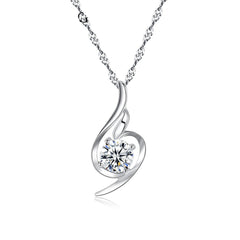 Aetolia 925 Sterling Silver 18K Gold Plated Heart Solitaire Cubic Zirconia Pendant Necklace SN0700