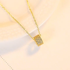 Aetolia 925 Sterling Silver 18K Gold Plated Round Ring Halo Cubic Zirconia Pendant Necklace FN-0274