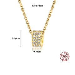 Aetolia 925 Sterling Silver 18K Gold Plated Round Ring Halo Cubic Zirconia Pendant Necklace FN-0274