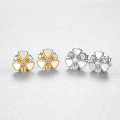 Aetolia 925 Sterling Silver 18K Gold Plated Sea Shell Tiny Floral Shape Stud Earrings FE-0261