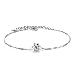 Aetolia 925 Sterling Silver 18K Gold Plated Simple Solitaire CZ Diamond Chain Bracelet SB0013