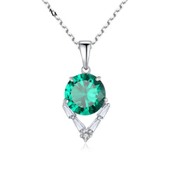 Aetolia 925 Sterling Silver 18K Gold Plated Round Gemstone CZ Diamond Pendant Necklace SN-409